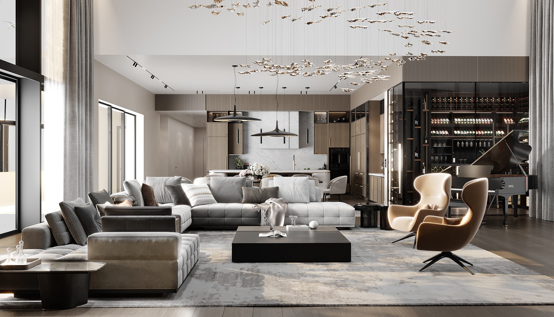 A remodeled open-plan living and kitchen space by Zaboss Concepts